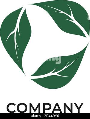 Abstract leaf cycle illustration. Nature logo concept isolated on white background, Save the earth. Save our planet. Recycle logo design template. Stock Vector