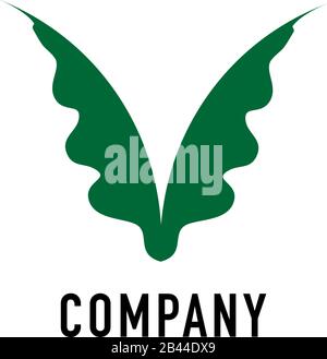 Twin decorative leaf illustration. Nature logo concept isolate on white background. Save the earth, save aour planet logo design template Stock Vector