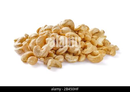 Heap of cashew isolated on white Stock Photo