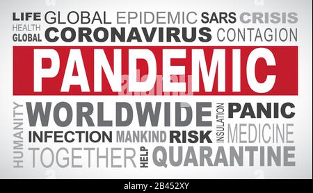 Pandemic related tags word cloud illustration Stock Vector