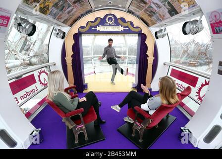 EMBARGOED TO 1000 FRIDAY MARCH 06 A view inside the West End themed pod as the London Eye marks its 20th anniversary with different themed pods. Picture date: Thursday March 5, 2020. See PA story SOCIAL LondonEye. Photo credit should read: Gareth Fuller/PA Wire Stock Photo
