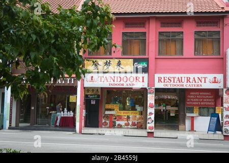 Traditional houses in Little India, Singapore Stock Photo