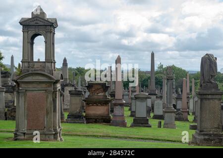 View of the famous Necropolis, a Victorian cemetery to the East of the centre of the city of Glasgow Stock Photo