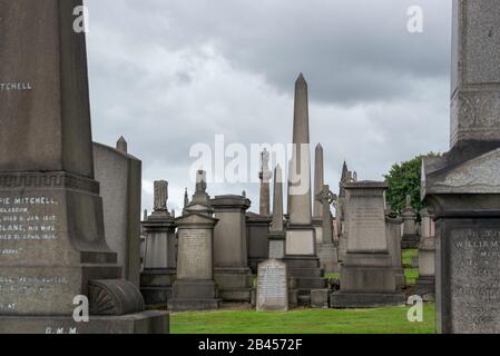 View of the famous Necropolis, a Victorian cemetery to the East of the centre of the city of Glasgow Stock Photo