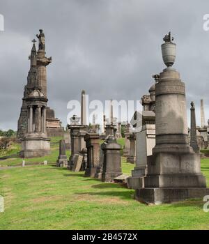 View of the famous Necropolis, a Victorian cemetery to the East of the centre of the city of Glasgow Stock Photo