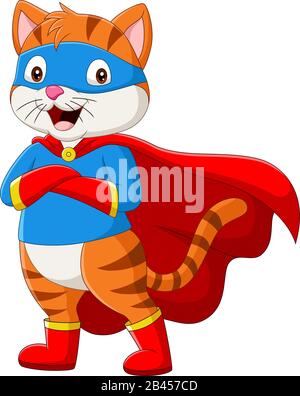 Cartoon superhero cat with eyes mask Stock Vector