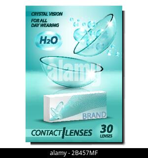 Contact Lenses Creative Advertising Poster Vector Stock Vector