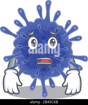 Cartoon picture of bacteria coronavirus showing anxious face Stock Vector