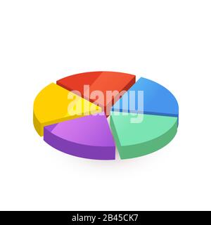 Bright colourful pie diagram divided in five pieces on white Stock Vector