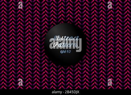 Abstract pink and purple gradient color geometric rounded lines shape chevron pattern on black background. Vector illustration Stock Vector