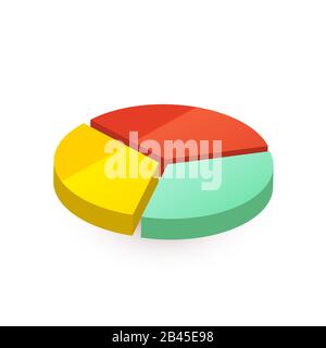 Bright colourful pie diagram divided on three pieces on white Stock Vector