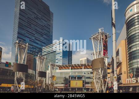 Los Angeles, California - February 16, 2020 : XBOX PLAZA, Microsoft Theater in front of the Staples Center, downtown of Los Angeles, California. Stock Photo