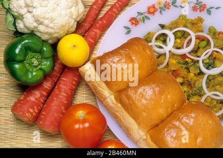 Vegetarian , India, Asian food pav bhaji , India, Asia Stock Photo