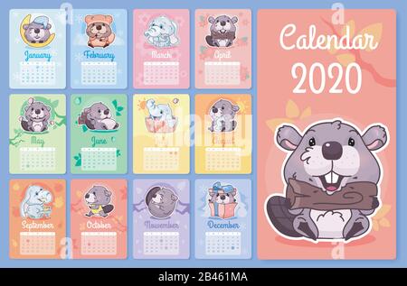 Cute beavers kawaii cartoon characters icons set. Adorable, happy and funny  animal in different poses, emotions isolated sticker, patch. Anime baby  Stock Vector Image & Art - Alamy