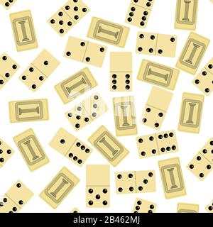 Domino Seamless Pattern Isolated on White Background. Board Game Texture Stock Vector