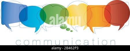 Isolated Speech bubble with rainbow colors. Communication and network concept. Text communication. Online community. Friends chatting. Contacts and on Stock Vector