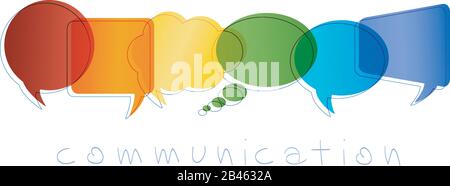 Communication and network concept. Isolated Speech bubble with rainbow colors. Text communication. Online community. Friends chatting. Contacts and on Stock Vector