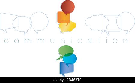 Isolated Speech bubble with rainbow colors. Text communication. Communication and network concept. Online community. Friends chatting. Contacts and on Stock Vector
