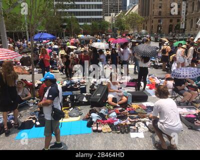 Brisbane, Queensland, Australia - 15th December 2019 : Typical suitcase rummage market held in the city of Brisbane in Australia Stock Photo