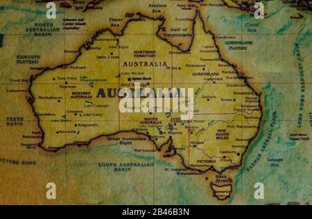 Australia retro vintage looking map Stock Photo
