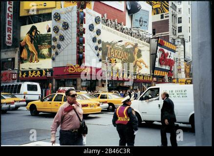 Times Square, 7th Ave, congested with traffic, New York City, USA, 1998  Stock Photo - Alamy