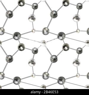 Glossy metal balls in abstract chemical structure, science seamless pattern Stock Vector