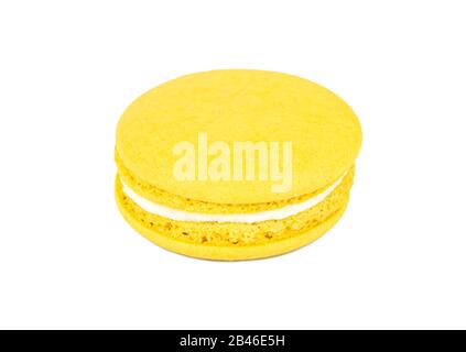 Lemon macaroon isolated on white background Stock Photo