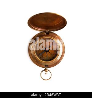 Vintage compass isolated on white Stock Photo