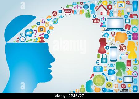 Social media communication. Online sharing. Discussion group or friends exchanging information and ideas. Social network connection. Communicate Stock Vector