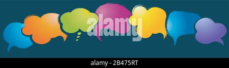 Colorful speech bubble.Communication concept. Empty clouds.Social network.Dialogue diverse cultures and ethnicities.Sharing of ideas and thoughts.Talk Stock Vector