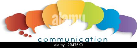 Rainbow-colored speech bubble.Communication concept.Empty clouds.Social network.Dialogue between diverse cultures and ethnicities.Sharing of idea.Talk Stock Vector
