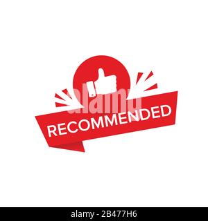 red vector illustration banner recommended with thumbs up eps10 Stock Vector