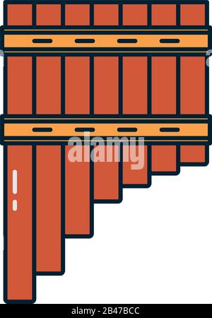 pan flute instrument line and fill style icon design, Music sound ...
