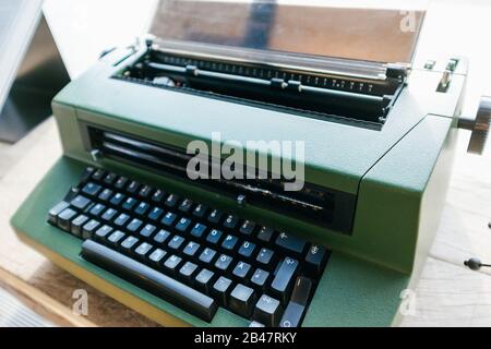 Green typewriter Stock Photo