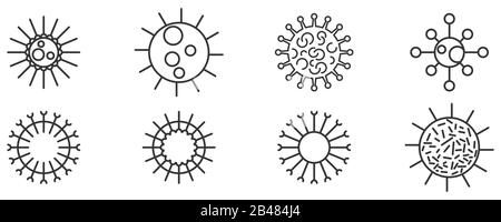 Set of linear icons of a Virus, Bacteria, Infection or Germs. Vector illustration. Stock Vector