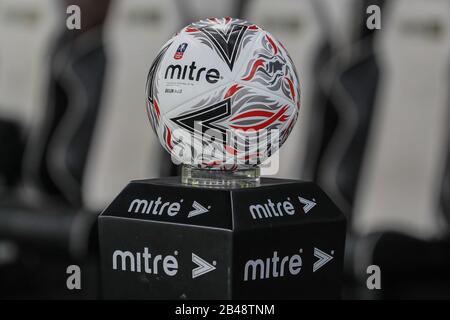 5th March 2020, Pride Park Stadium, Derby, England; Emirates FA Cup 5th Round, Derby County v Manchester United : The official Emirates FA Cup Mitre Delta Match Ball Stock Photo