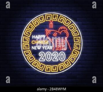 Happy Chinese New Year 2020 year poster Stock Vector