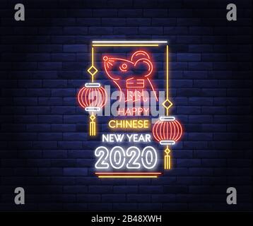 Happy Chinese New Year 2020 year poster Stock Vector