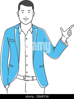 Positive manager gesturing outline illustration Stock Vector