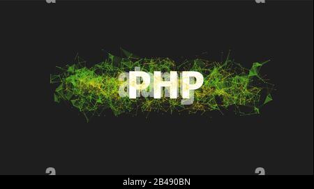 PHP programming with colorful plexus design Stock Vector