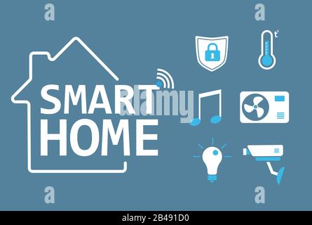 Smart home flat icons set Stock Vector