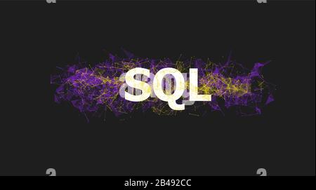 SQL database banner with colorful plexus design Stock Vector