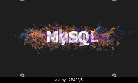MySQL database banner with colorful plexus design Stock Vector