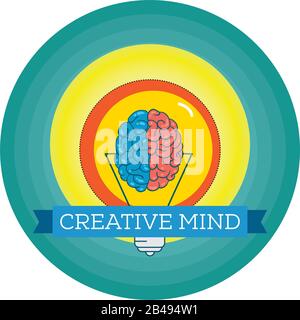 Illustration of creative mind brain , with nice background vector Stock Vector