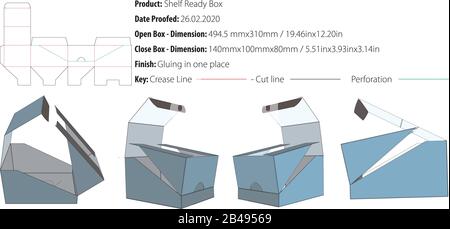 Shelf ready box packaging structural design die cut vector Stock Vector