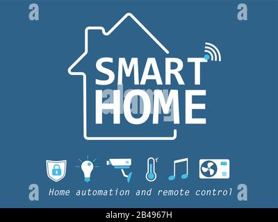 Smart home flat icons set Stock Vector