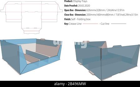 Display Tray Box Packaging template die cut vector Stock Vector