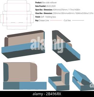 Box side rollover packaging structural design die cut vector Stock Vector