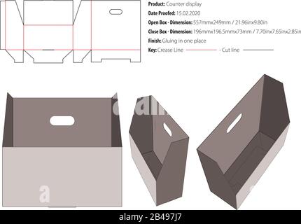 Box side rollover packaging structural design die cut vector Stock Vector