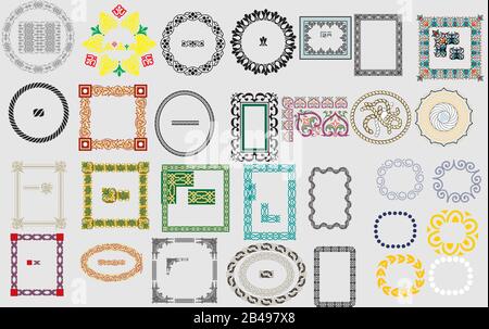 Set of different brush, in different colors and forms - vector Stock Vector